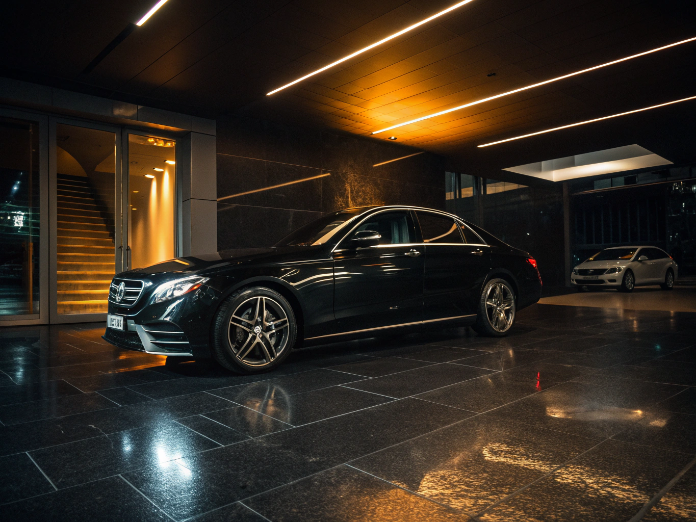 Qara Mercedes-Benz E-Class biznes sedanı