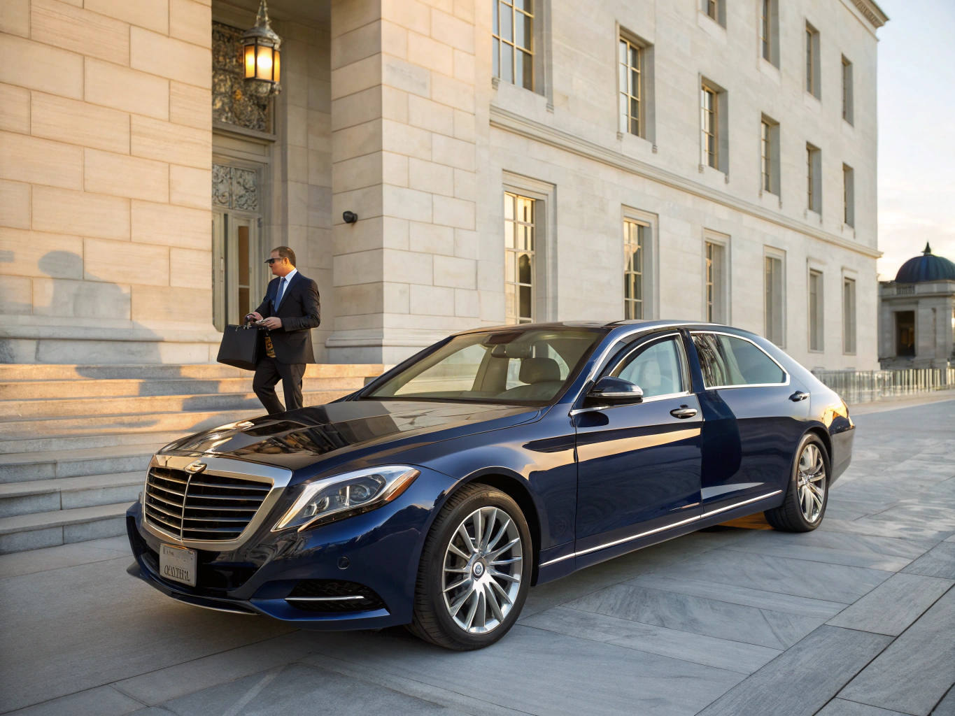 Qara Mercedes-Benz S-Class flaqman lüks sedanı