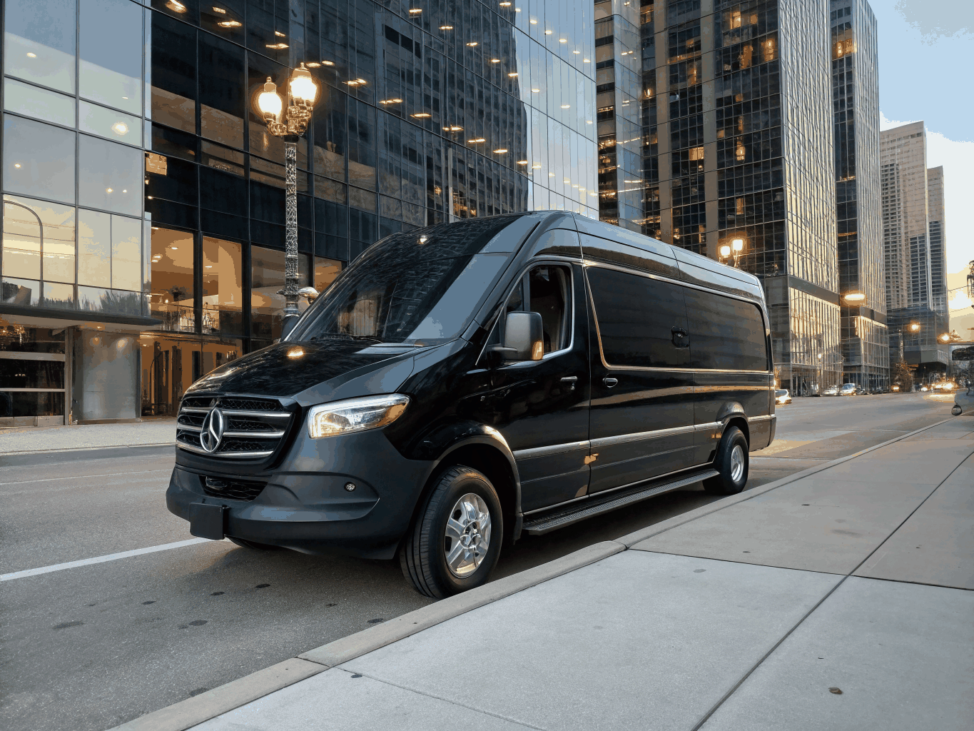 Qara Mercedes-Benz Sprinter VIP lüks ekzekütiv minibüsü