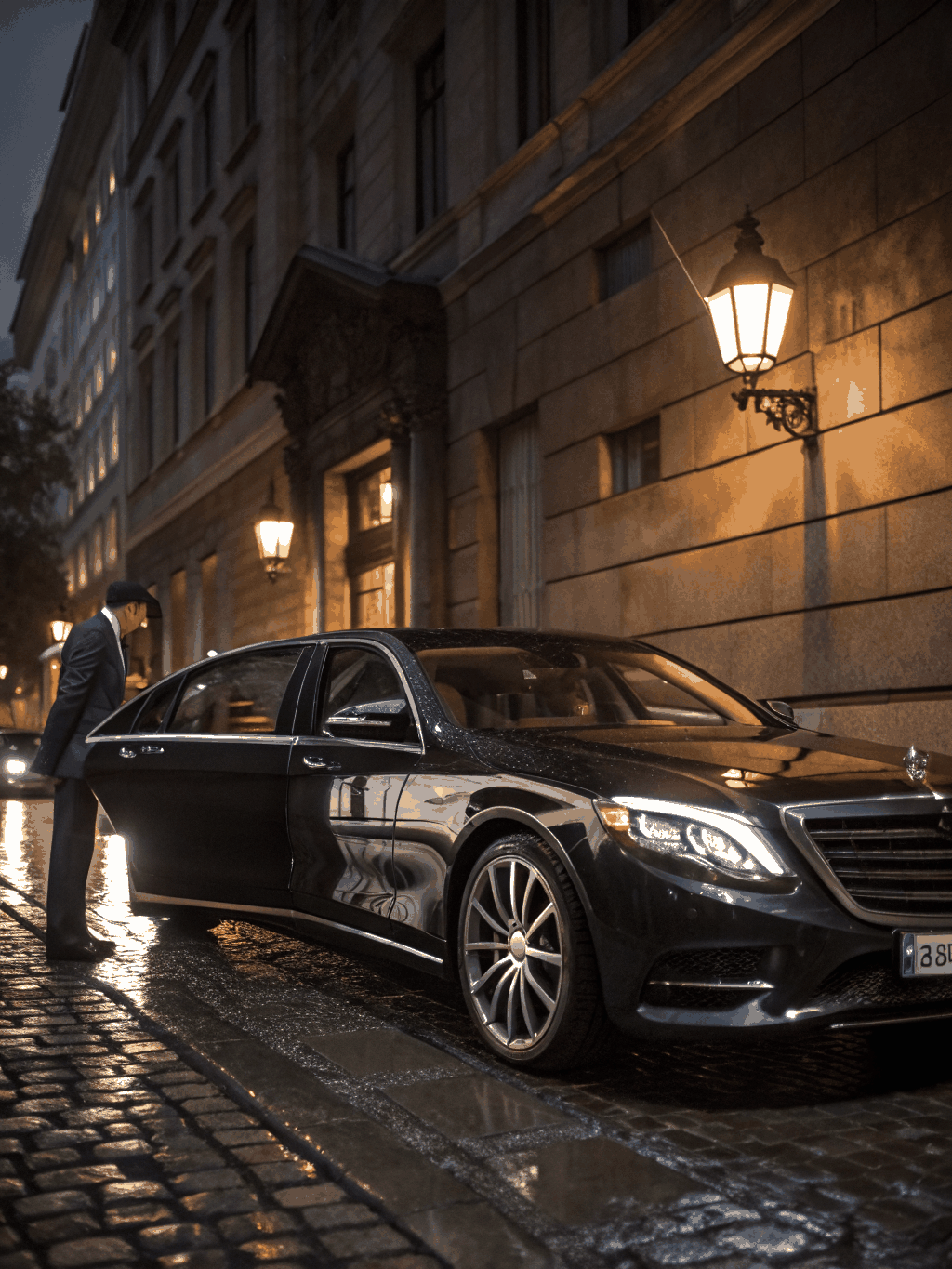 London şəhərində Mercedes-Benz S-Class sürücü avtomobili