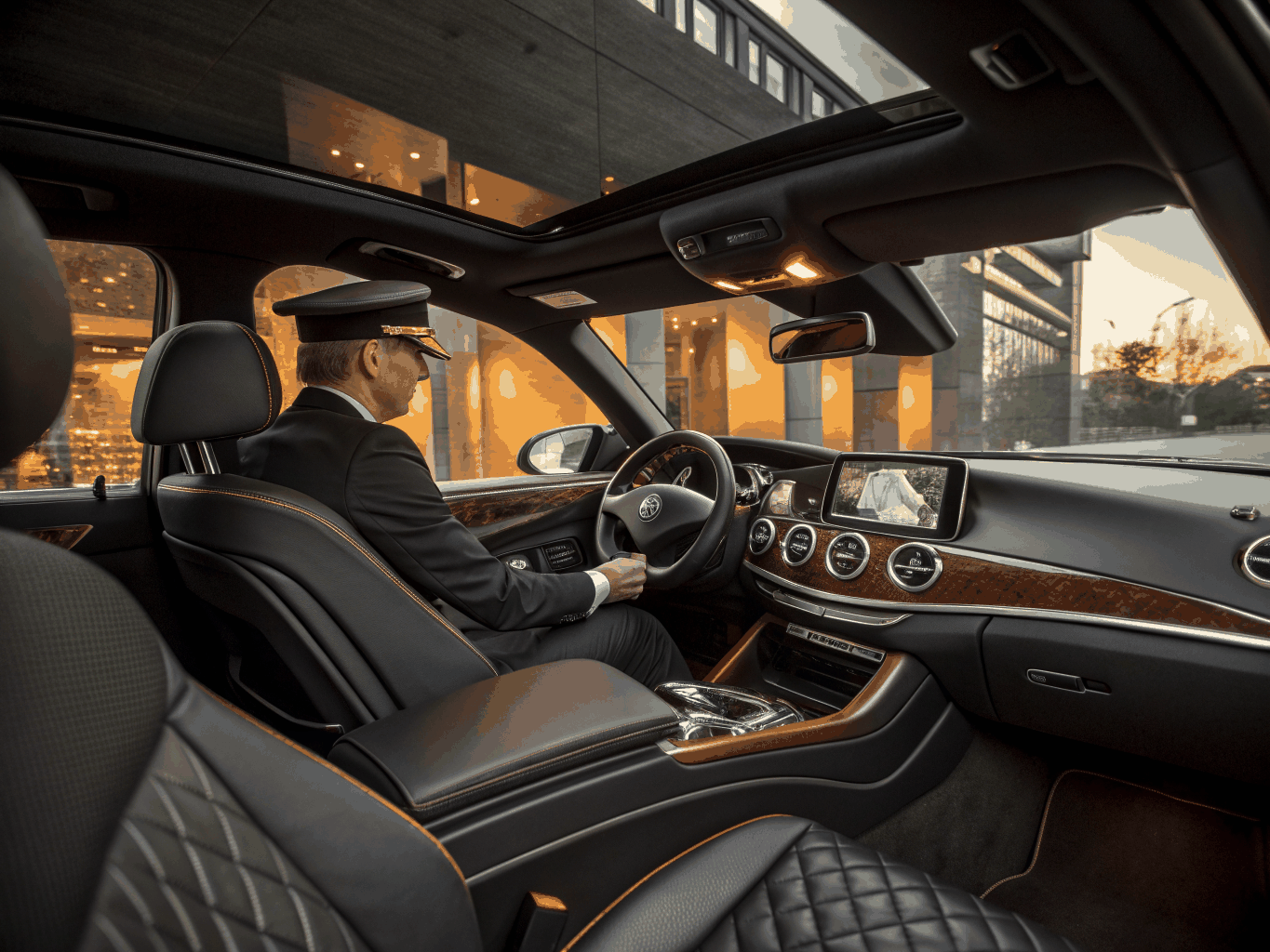 Lüks Mercedes-Benz salonunun interyer detalları və dəri işləmələri
